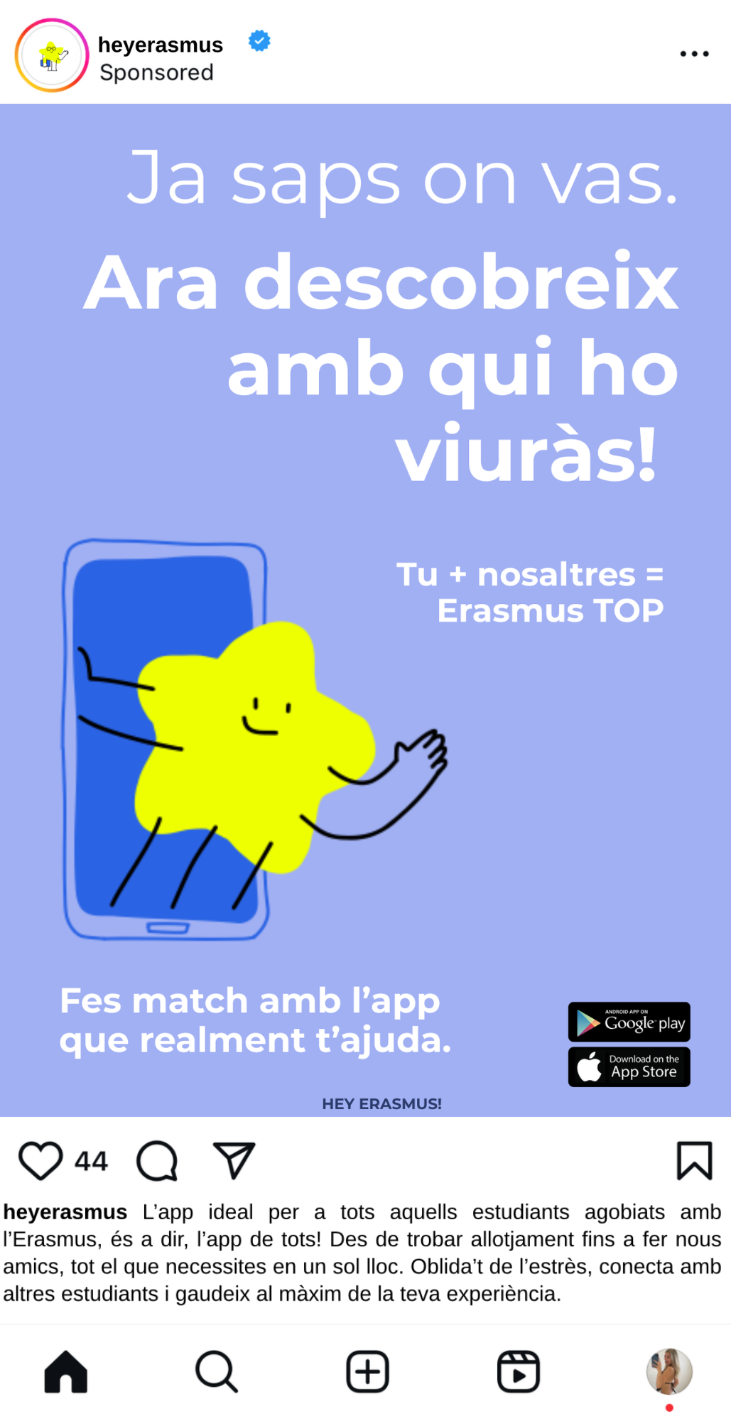 Hey Erasmus! Instagram post concept